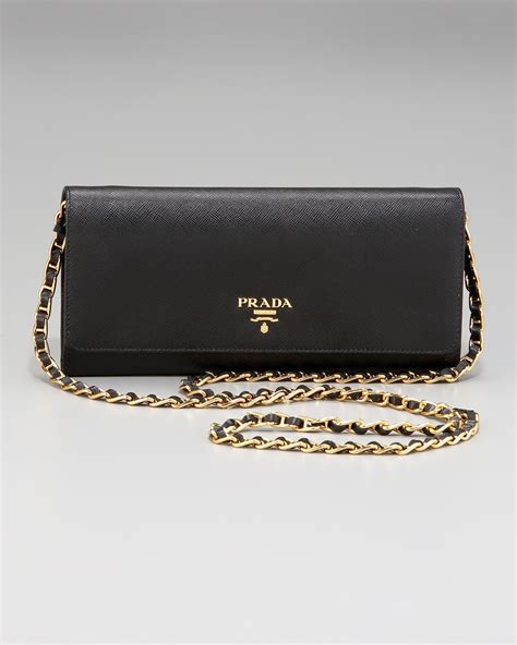 prada black patent chain wallet bag|Prada purse with wallet holder.